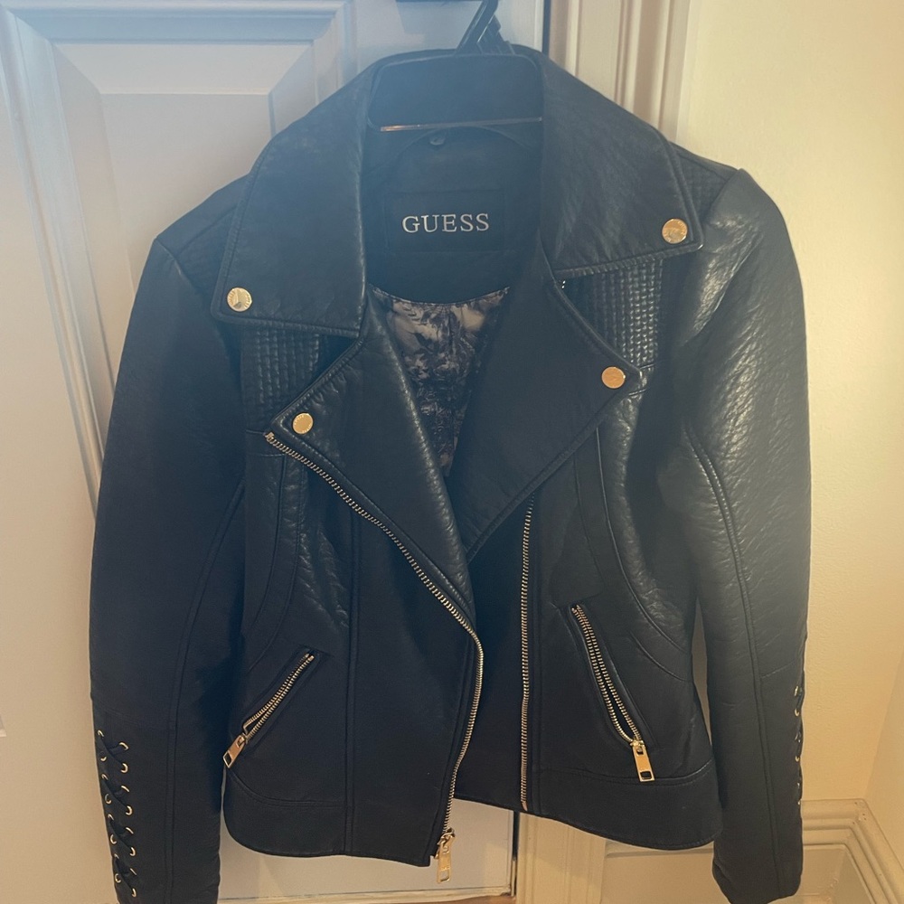 Guess leather jacket size small